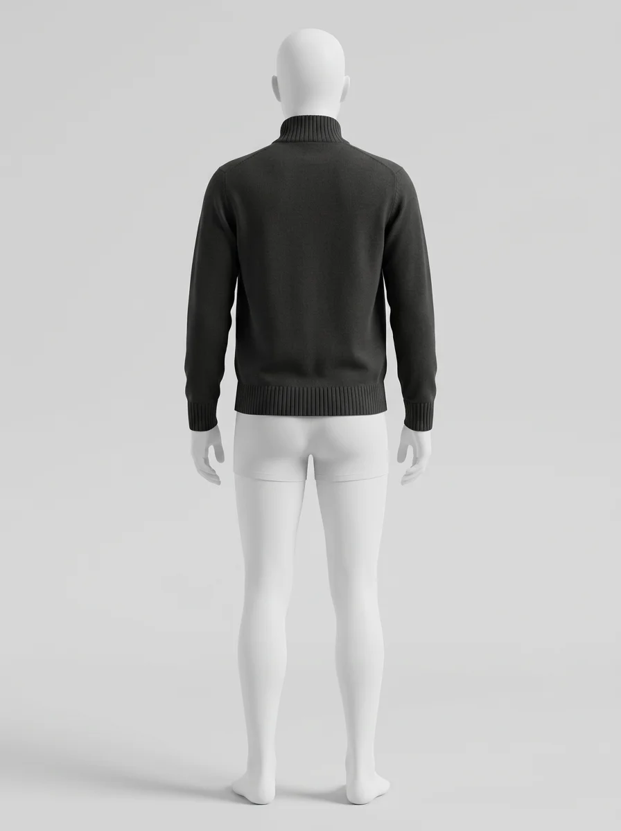 Pull col zippé homme maille fine smart casual - Vue 3 - Pull col zippé