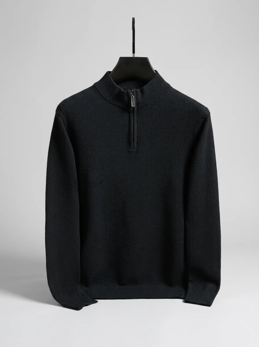 Pull col zippé laine épais classique homme - Vue 11 - Pull col zippé