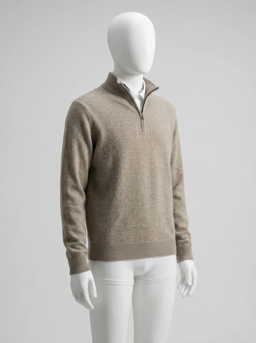 Pull col zippé laine épais classique homme - Vue 2 - Pull col zippé