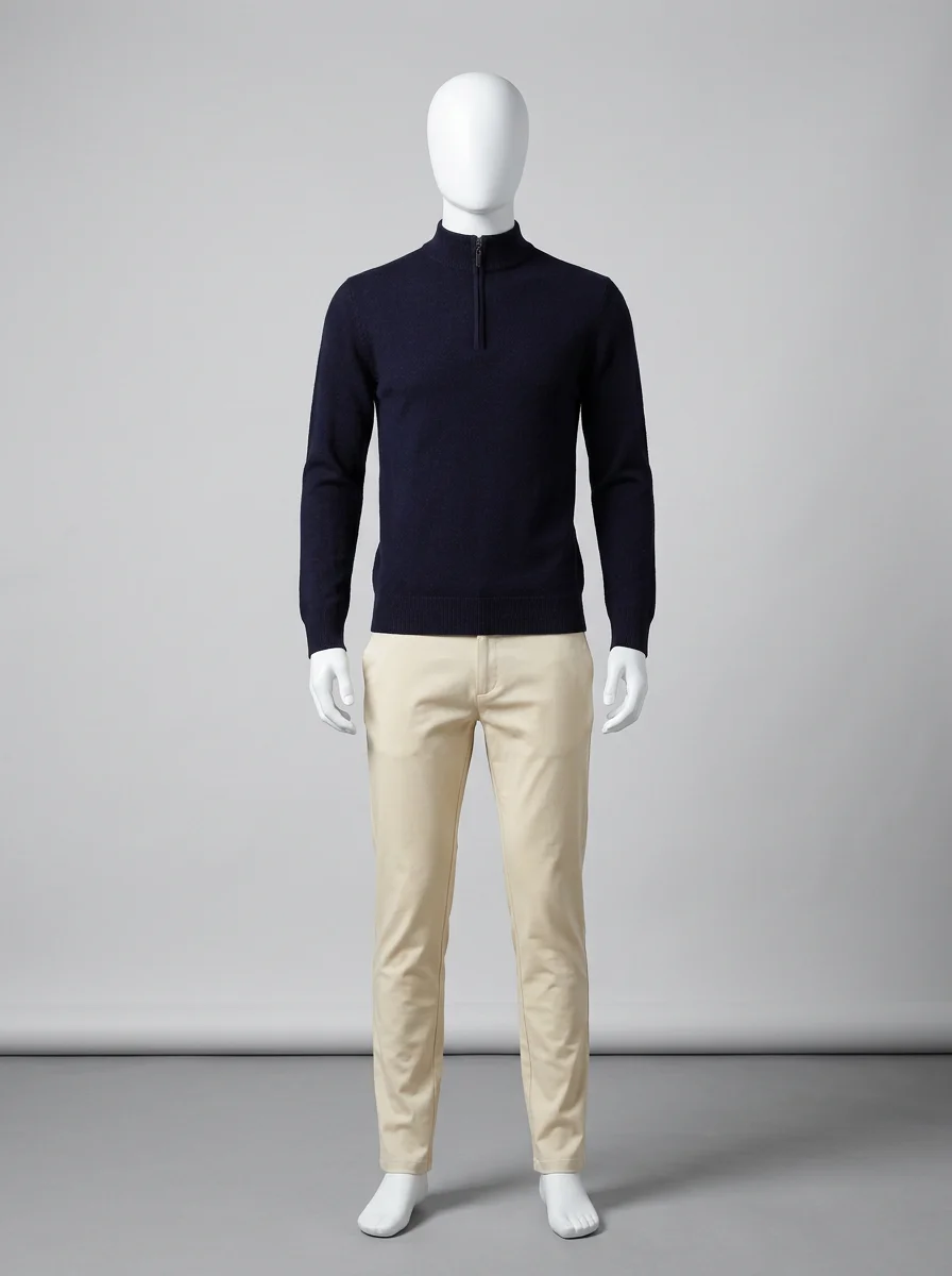 Pull col zippé laine épais classique homme - Vue 6 - Pull col zippé