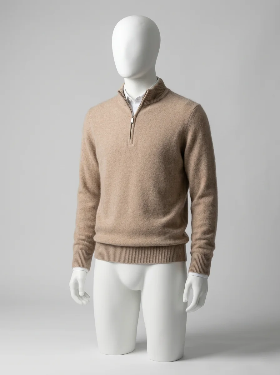 Pull col zippé laine épais classique homme - Vue 7 - Pull col zippé