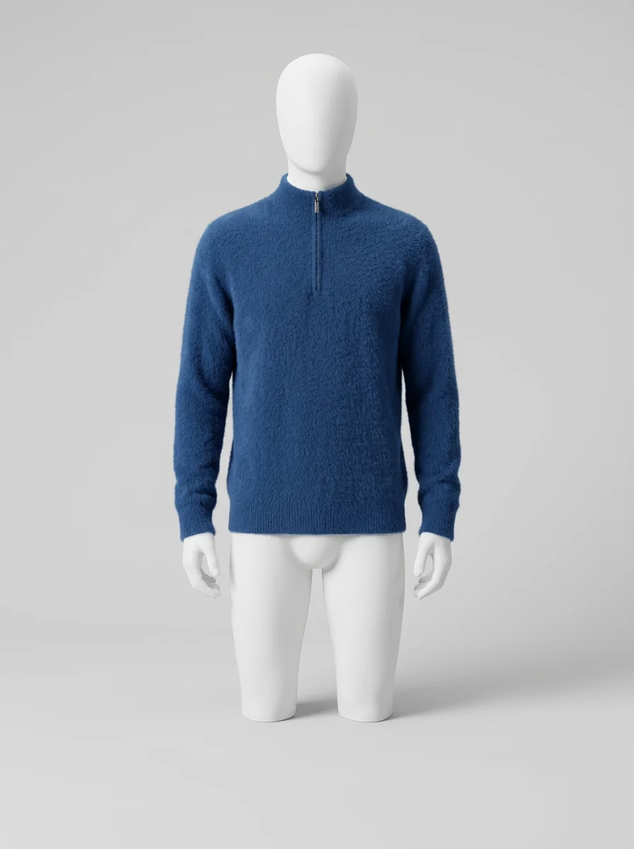 Pull col zippé laine épais classique homme - Vue 8 - Pull col zippé