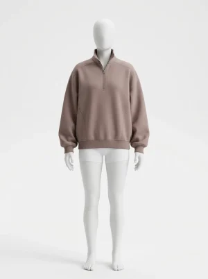 Pull col zippé oversize style urbain femme confortable - Vue 1 - Pull col zippé