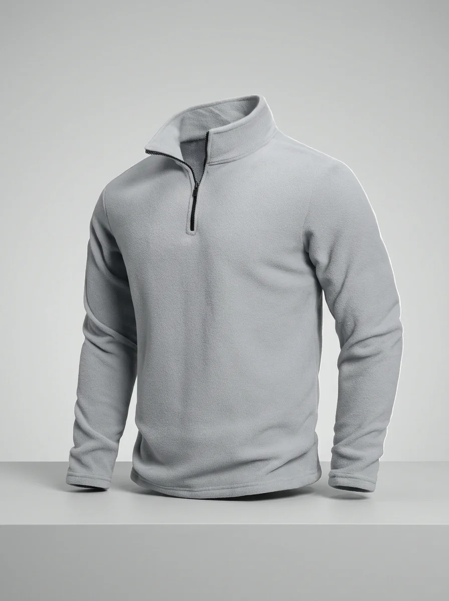 Pull col zippé polaire homme outdoor chaud - Vue 10 - Pull col zippé