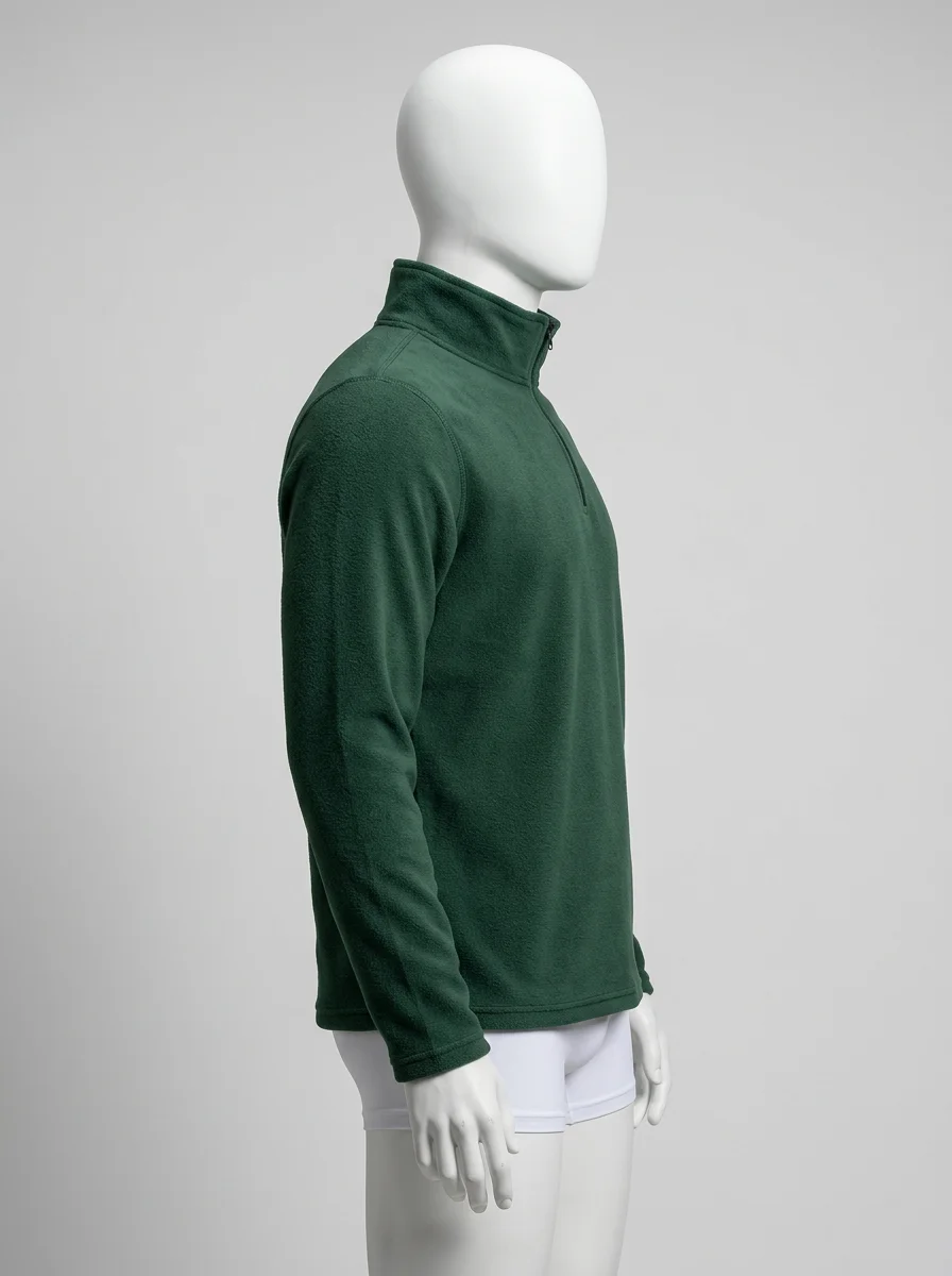 Pull col zippé polaire homme outdoor chaud - Vue 3 - Pull col zippé