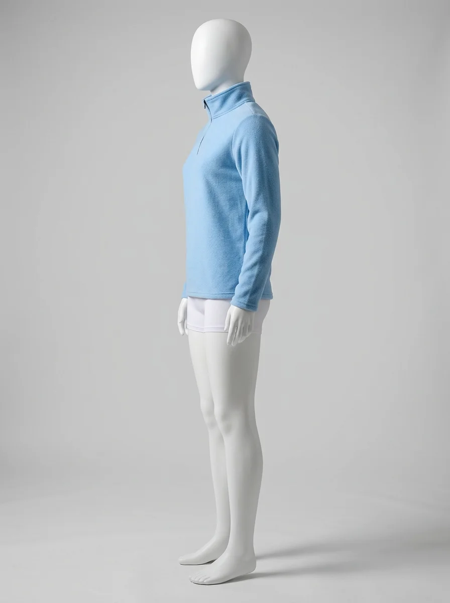 Pull col zippé polaire homme outdoor chaud - Vue 4 - Pull col zippé