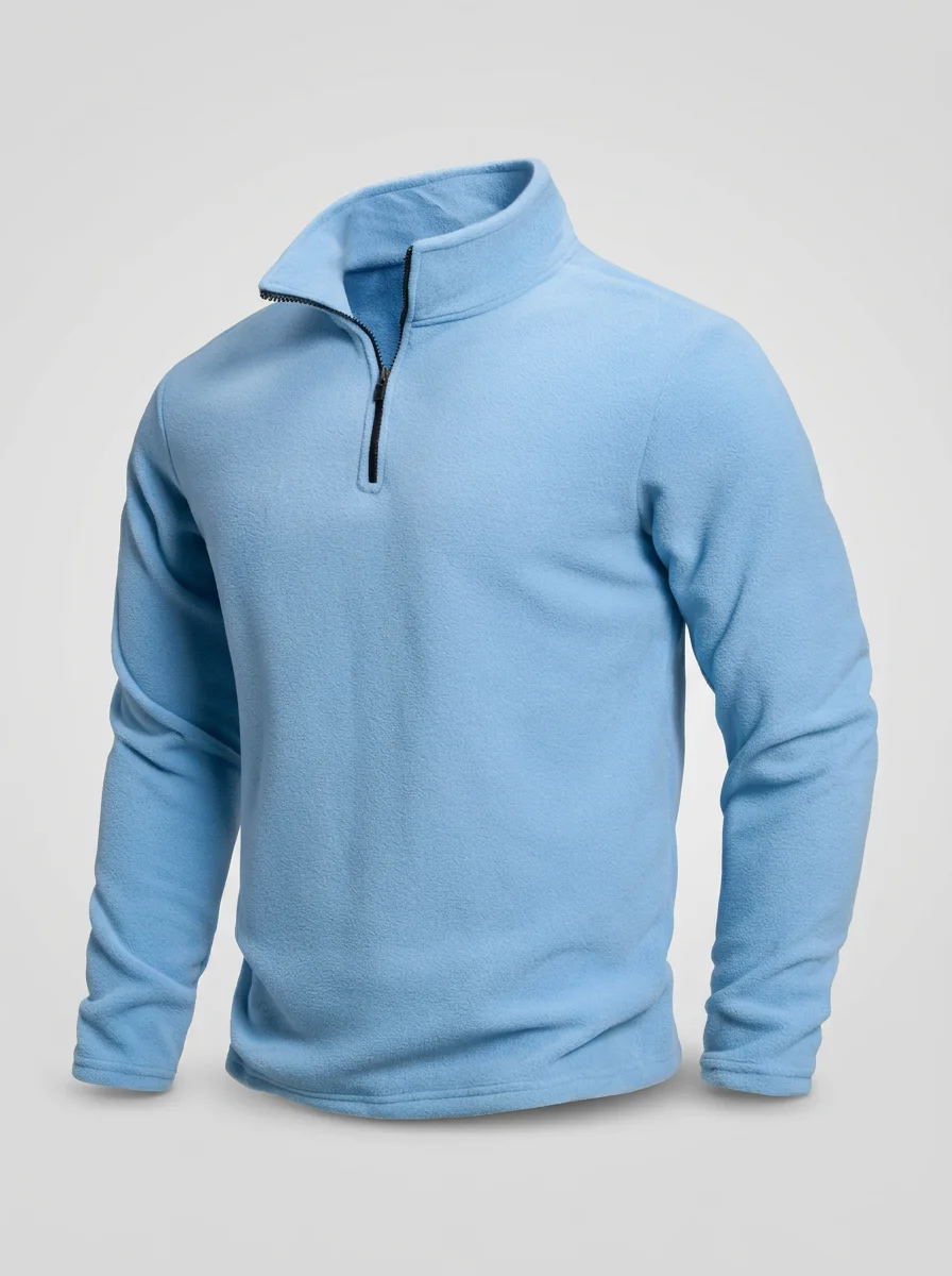 Pull col zippé polaire homme outdoor chaud - Vue 7 - Pull col zippé